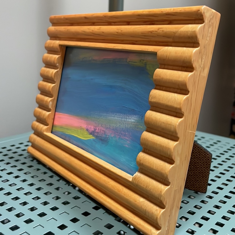 “Incoming Color” Framed Sustainable Abstract handpainted  art